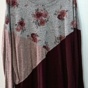 Maurices Floral and Colorblock Long Sleeve Top